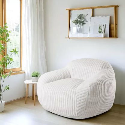 LIKEPAY Oversize Faux Rabbit Fur Single Bean Bag Sofa with Arms for Living Room, Bedroom, Gaming room