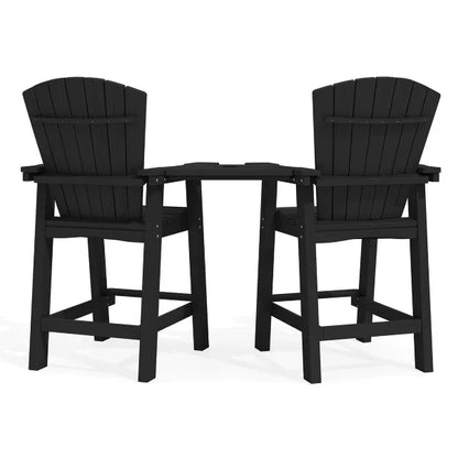 Hyleory Tall Adirondack Chair Set, Outdoor HDPE Barstools with Connecting Tray and Footboard