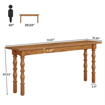 Resenkos Entryway Table, Console Sofa Table,70.9" Console Table, Wood Sofa Table Behind Couch Brown