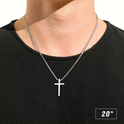 Turandoss Silver Cross Necklace for Men Boys, Stainless Steel Cross Pendant Necklaces, Birthday Gifts for Men, Father, Boyfriend, Boys Fashion Stuff