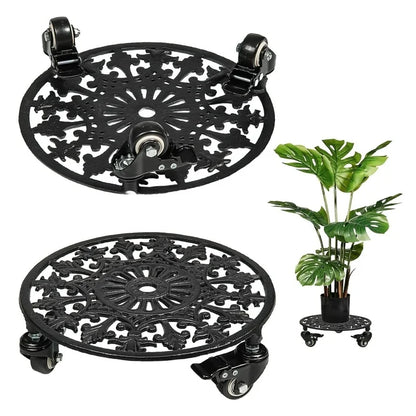 Goobetter Rolling Plant Stand with Wheels,1pcs 11in Heavy Duty Metal Plant Caddy with Wheels,Load Capacity 330 lbs,Black