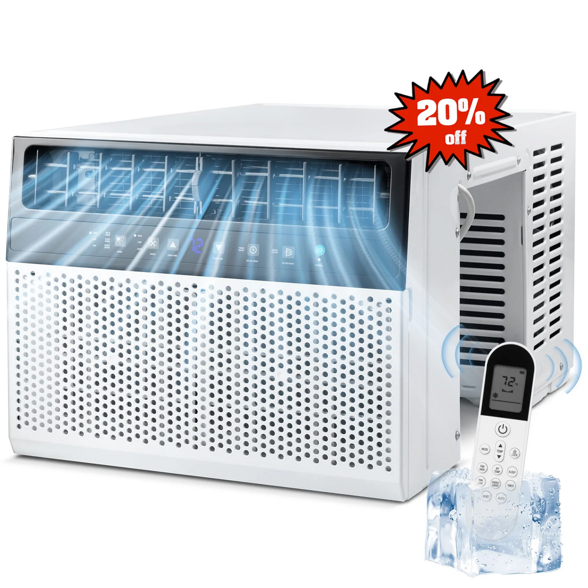 Havato 6000 BTU (10000BTU ASHERE ) Cools 450 Sq.ft w/ Wi-Fi & Remote Window Air Conditioner, White