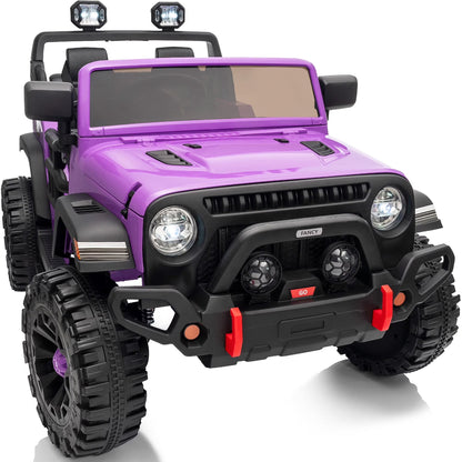 Hikiddo 12 Volt Kids Ride on Toys Truck, 2 Seater Electric Ride on Car for Kids w/ Remote, Bluetooth - Purple