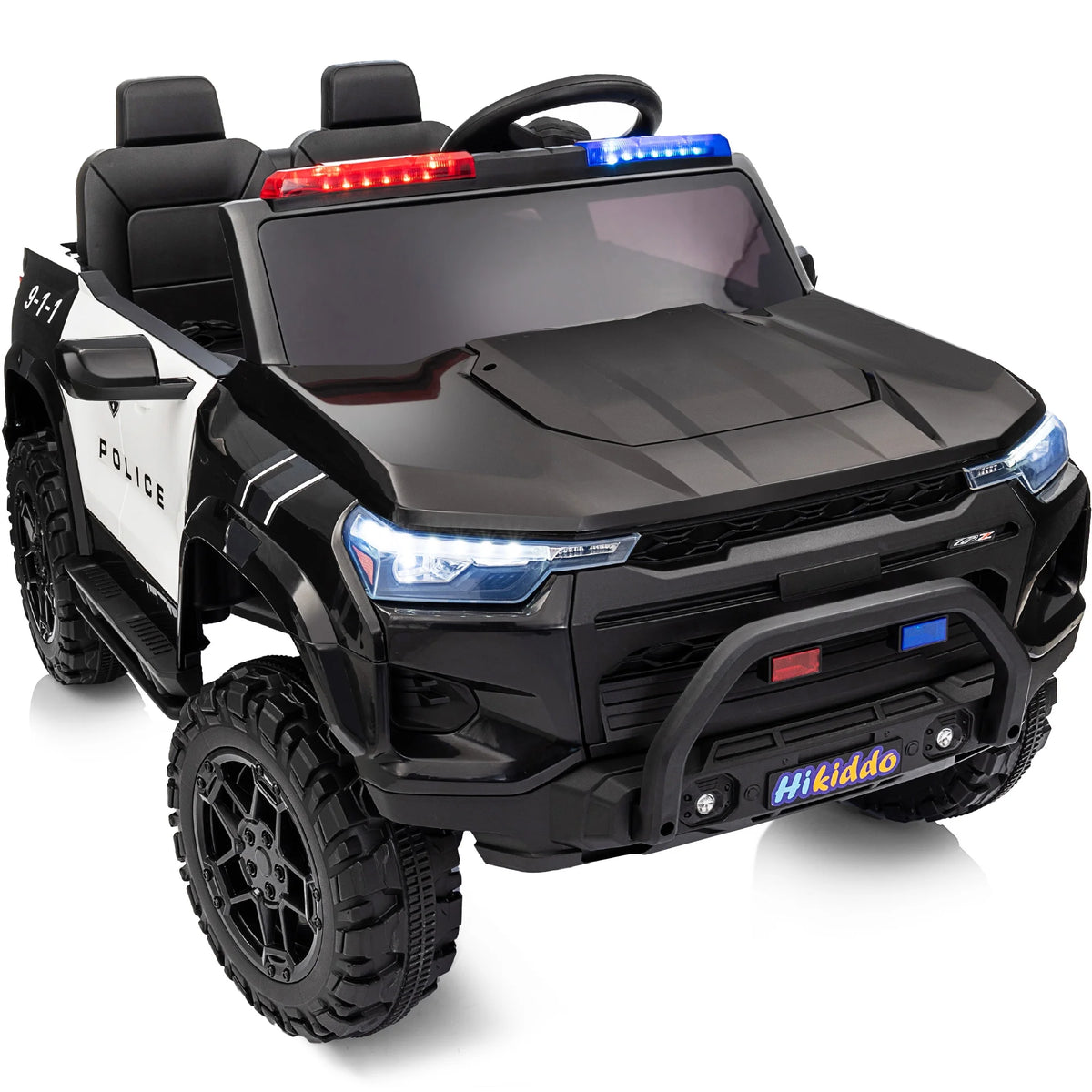 Hikiddo 12V Ride on Toy Truck, 2 Seater Kids Electric Cars for Girl Boy with Remote, Megaphone - Black