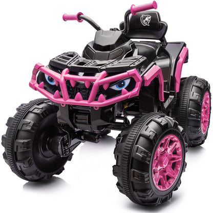 Hikiddo 24V Kids ATV 4-Wheeler, 24 Volt 4WD Ride on Toy for Big Kid w/ 4x200W Motor, 5.6Mph Max Speed - Pink
