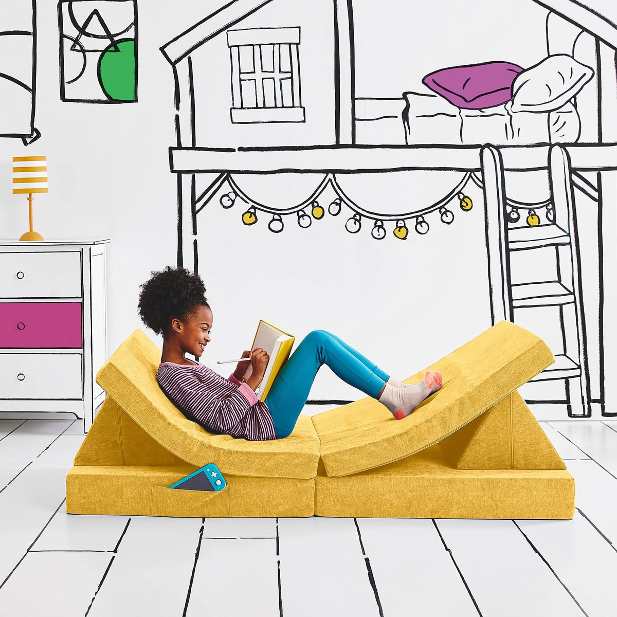 Kids and Toddler Play Couch, Convertible Folding Sofa, Durable Foam Modular Design for Boys and Girls