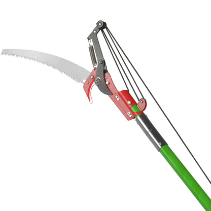 Ktaxon Outdoor 26FT Manual Pole Saw, Lightweight Tree Trimmers Long Handle Pruner Set, Sharp Steel Blade and Scissors Pole Saw for Trimming Palm, Pear Tree, Fir Tree(Green)