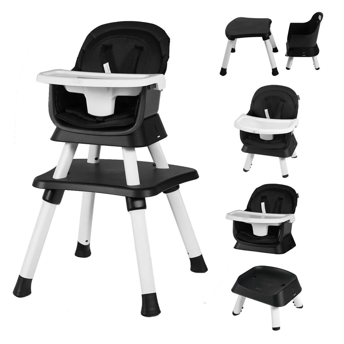 LINLUX 8 in 1 Convertible High Chair for Babies, Feeding Booster Seat for Toddlers, Black