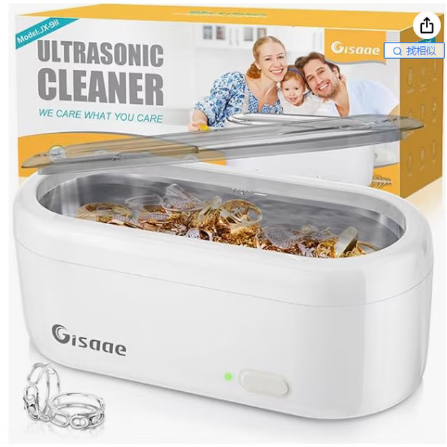 LOHEER Ultrasonic Cleaner, 47000Hz Jewellery Cleaner for Necklace Ring Glasses Jewelry Necklace Ring Glasses Watch Coins Denture