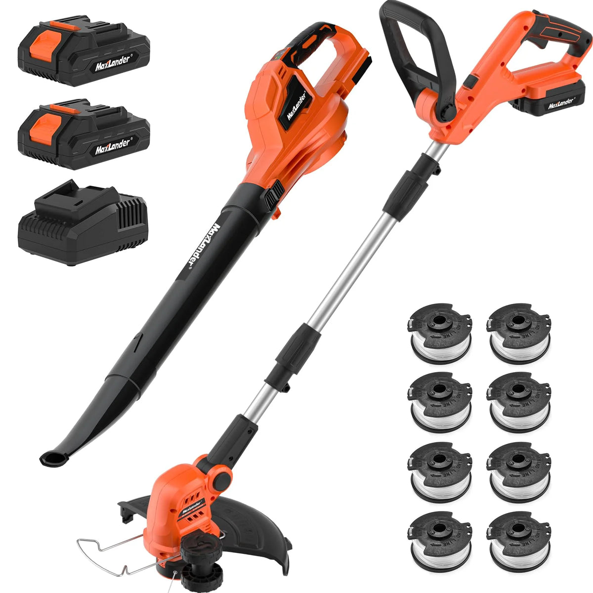 MAXLANDER 20V 10-Inch 2-in-1 Weed Wacker + Cordless Leaf Blower Combo Kit. 2x2.0Ah Batteries & Charger Included