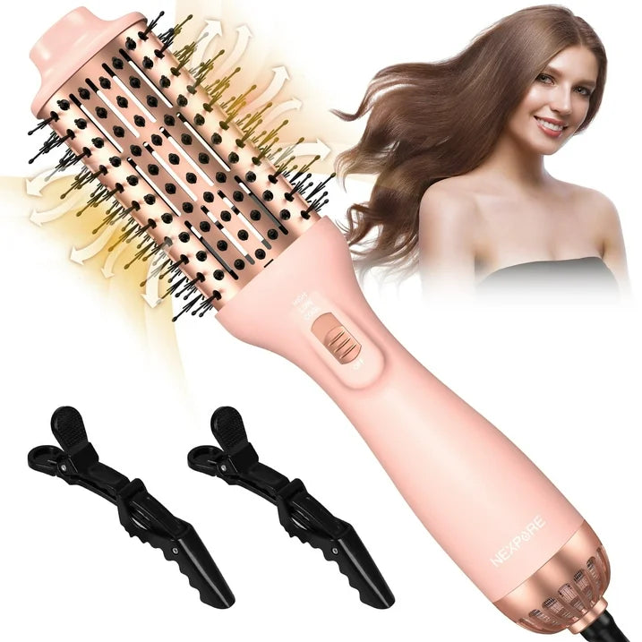 NEXPURE Hair Dryer Brush, Pink 4 in 1 Blow Dryer Comb, Professional Salon Ceramic Hot Air Brush