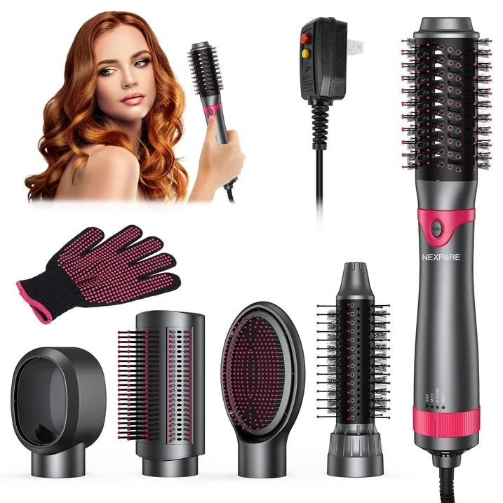 NEXPURE Hair Dryer Brush Set, 1 5 in 1 Hot Air Brush, Drying, Volumizer Hair Styling Tools, Gray