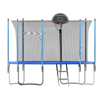 OVATOYS 1200LBS 12FT Trampoline for Adults and Kids,Trampoline with Enclosure,Basketball Hoop, Recreational Trampoline with Ladder, Heavy Duty Trampoline Capacity for 5 6 Kids