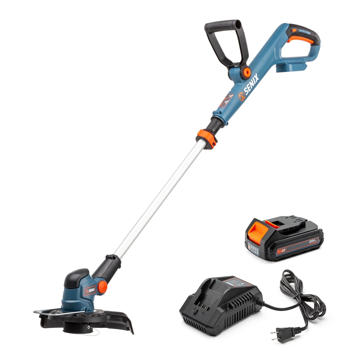 SENIX 20V 10" Cordless Weed Eater, Grass Trimmer, Telescoping Rotating Shaft, Adjust Head & Assistant Grip, Auto Line Feed w/ 2.5Ah Battery & Charger, GTX2-M