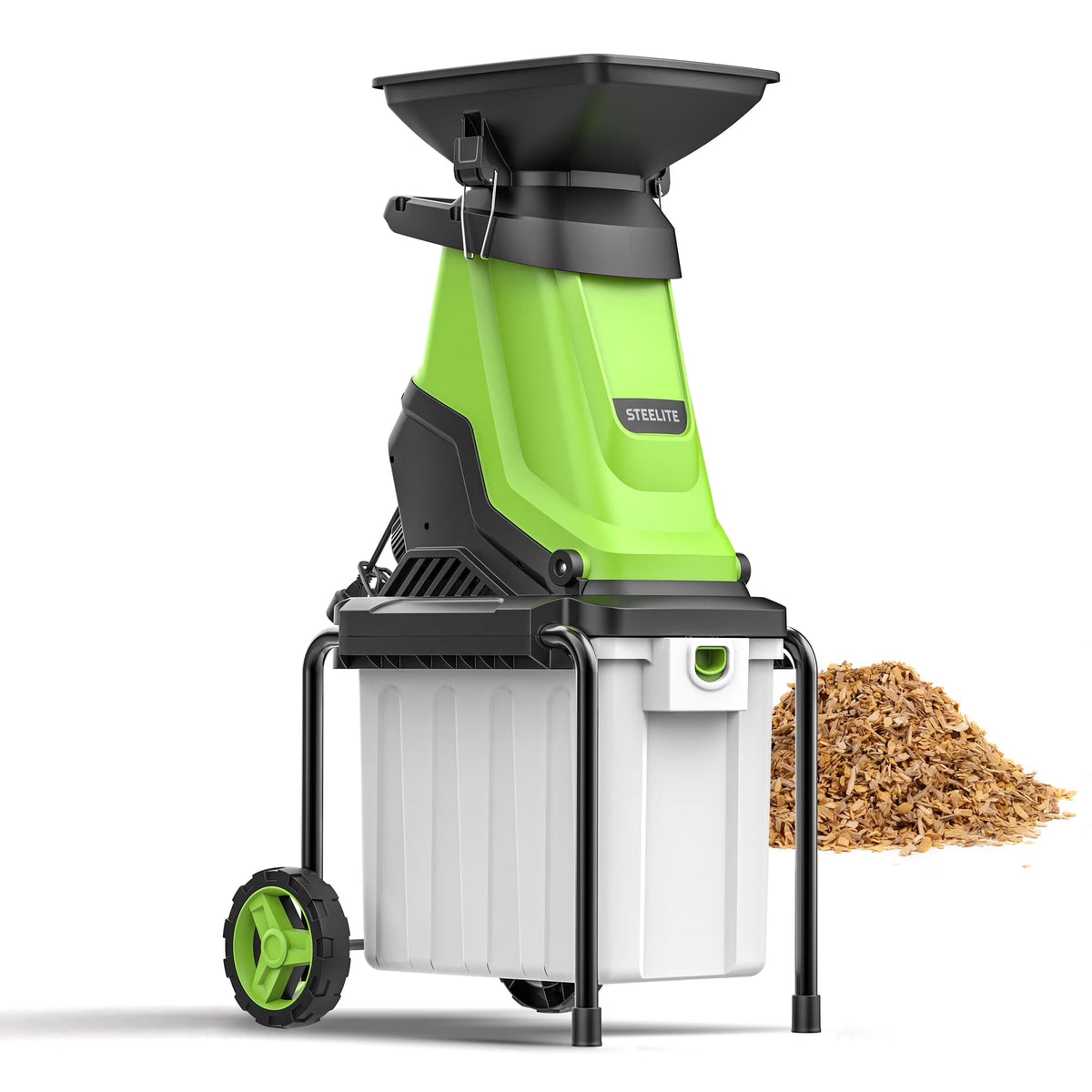 Steelite Heavy-Duty Electric Wood Chipper Shredder,120V 15-Amp Corded Leaf Mulcher with 50L Collection Bin, 1.75 Inch Cutting Diameter,Wood Chippers, Shredders, & Mulchers