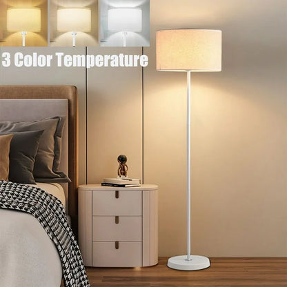 Susuzi 60 inch White Floor Lamp for Bedroom Living Room, Traditional Dimmable Standing Lamps - Bulb Included