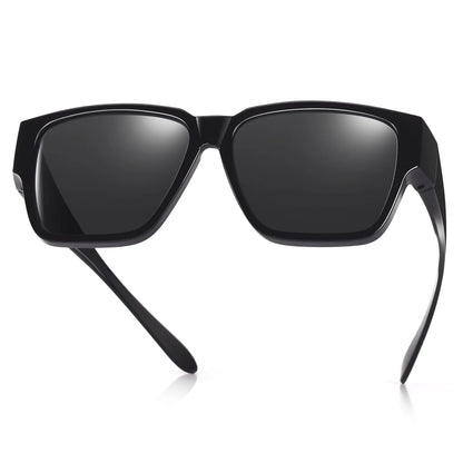 TINHAO Polarized Fit Over Glasses Sunglasses Trendy Square Wrap Around Shades for Women Men UV Protection