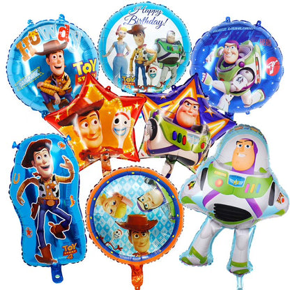 Toy Story Character Themed Birthday Party Foil Balloon Bouquet, Set of 8