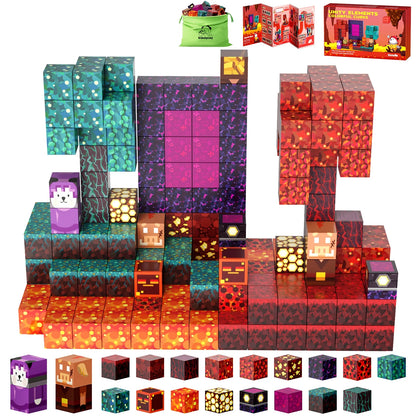 Ucradle 108 Pieces Magnetic Blocks, Build Mine Magnet World Set, Magnetic Tiles Building Toys for Kids, STEM Certified | Ages Children to Adult 3+