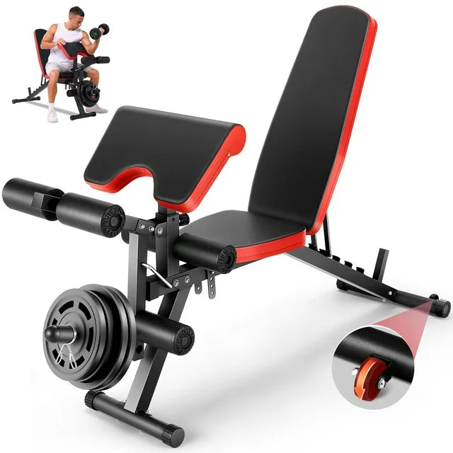 VIBESPARK Adjustable Weight Bench with Leg Extension and Leg Curl, 800LBS Workout Bench Press with Preacher Pad & Wheels, Olympic Weight Bench Set for Home Gym Full Body Exercise Fitness