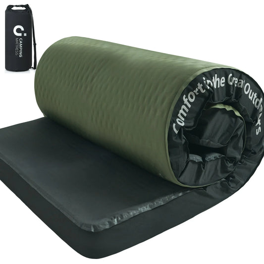 XIECUVA Self Inflating Sleeping Pad - 4" Ultra-Thick Foam Interior, Insulated Camping Mattress with Pump Sack, Sleeping Mats for Tent, Car, Truck, Van, Home (80"x52"x4")