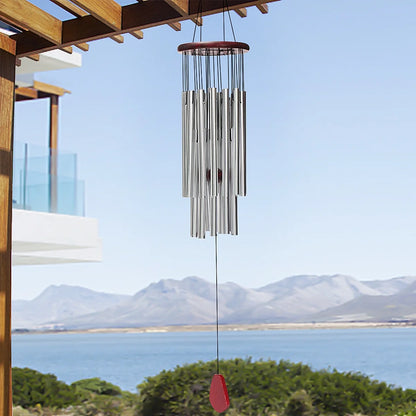 BSHAPPLUS 32 Wind Chimes,27 Tubes Metal Wind Chimes Silver Tube Wind Chime Chapel Church Bells Outdoor Garden Yard Indoor Pathway Hanging Home Decoration