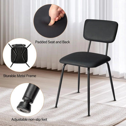 Ktaxon Dining Chairs Set of 4 Modern PU Padded Kitchen Side Chairs, Armless Accent Chairs Reading Chair Bar Office Chair with Metal Legs Black