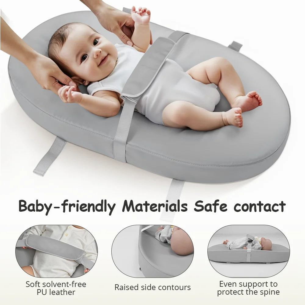 Baby Changing Pad, Novashion Baby Changing Station for Diaper Change and Dresser, with Waterproof Wipe-Clean PU Cover and Non-Slip Bottom, Portable, Grey