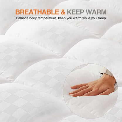 EDX Mattress Topper Twin, 75 x 39 Inch, Extra Thick Bed Topper for Hot Sleepers, 5D Snow Down Alternative Overfilled Plush Pillow Top with 8-21 Inch Deep Pocket Mattress Cover