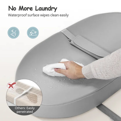 Baby Changing Pad, Novashion Baby Changing Station for Diaper Change and Dresser, with Waterproof Wipe-Clean PU Cover and Non-Slip Bottom, Portable, Grey