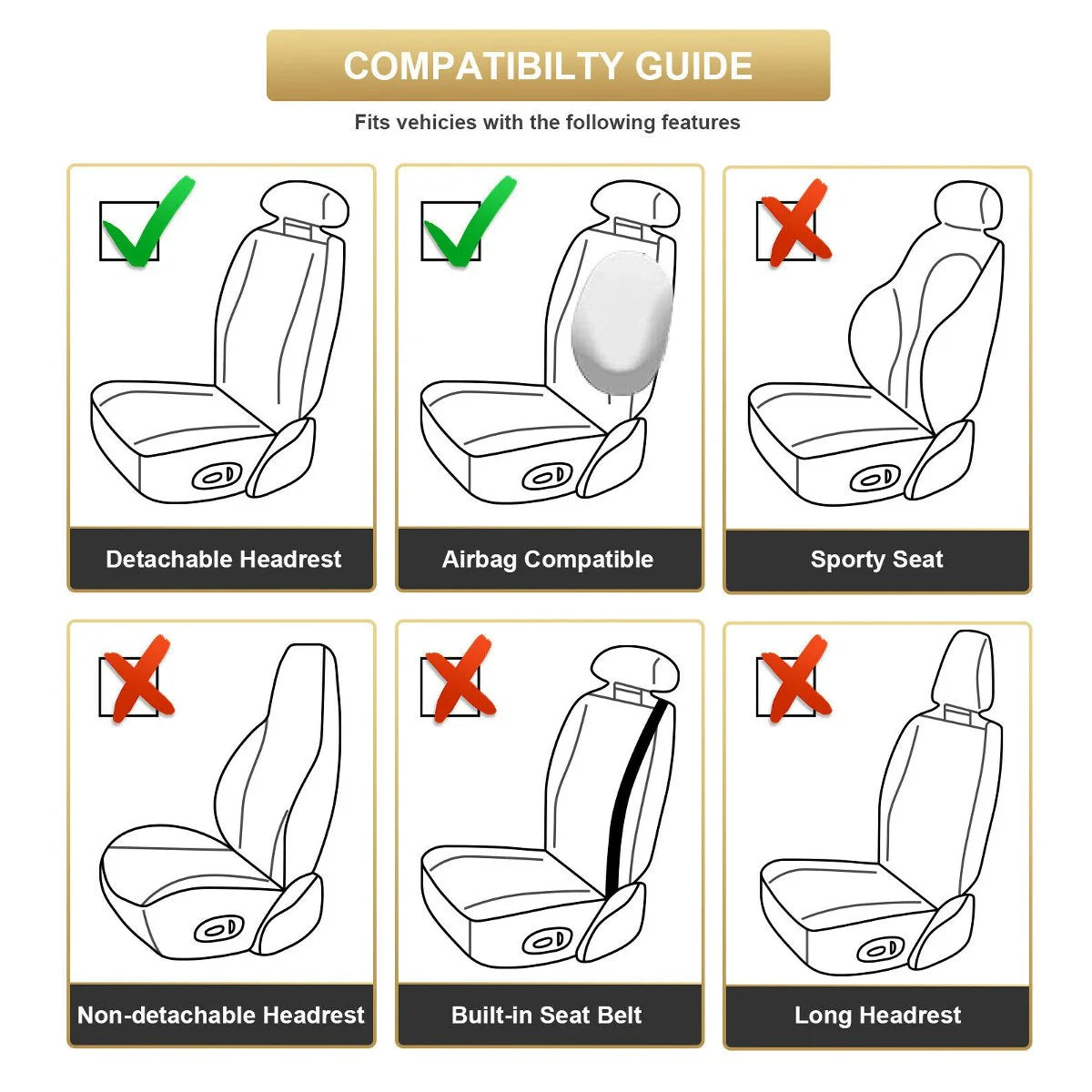 Audew 1 Piece Front Car Seat Cover PU Leather, Breathable and Soft Auto Seat Protector Universal Fit for Sedan SUV Pickup Van