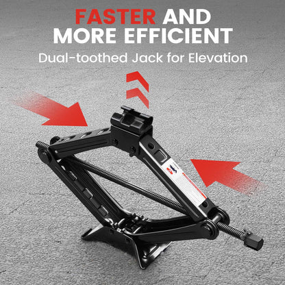 KROAK Scissor Jack Set 2 Ton (4409 lbs), 4.33 15.75 Lifting Range, 9PCS Car Emergency Kit Scissor Jack for Car RV SUV Truck