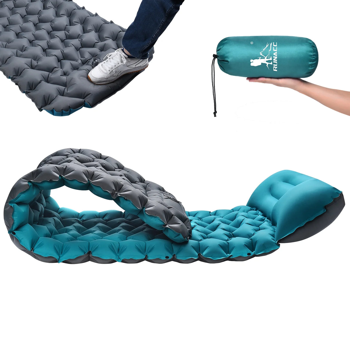 Uarter Sleeping Pad: 79 × 28 Inch Inflatable Sleeping Mat Waterproof Camping Pad Camping Mattress for Backpacking, Hiking, Traveling, Blue