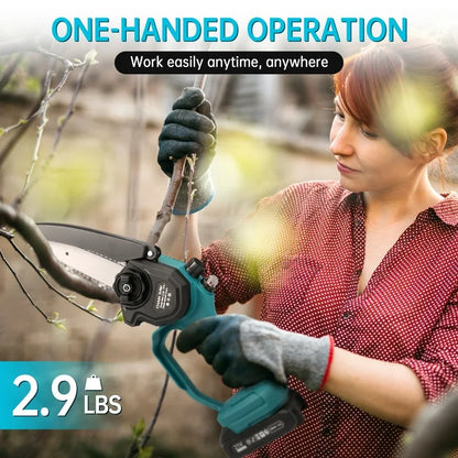 Tidymend Mini Chainsaw 6 inch Electric Chainsaw with Automatic Oiler, Cordless Chain Saw with 2 Chains, 2 Batteries  Charger for Tree Trimming, Branches Cutting