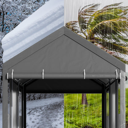 Carpet Carport 10'x20' Large Heavy Duty Car Tent with Powder-Coated Steel Frame, Portable Garage with Removable Sidewalls & Doors Car Canopy, Gray