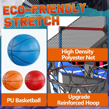 JoyStone Kids Basketball Arcade Game With LED Scoring and Sounds, Dual Shot Basketball Game for 2 Players with 6 Balls, Indoor Outdoor Basketball Toy Set for Toddlers