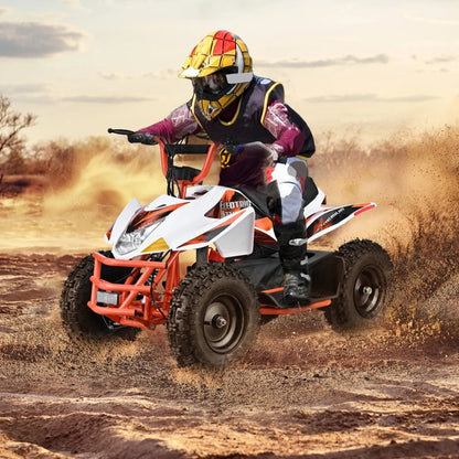 Electric ATV,Dirt Quad 4 Wheelers Vehicle 36V Kids Quad Bike 500W 12 15MPH Adjustable Speed Dual Suspension for Kids Ages 13+ (Orange)