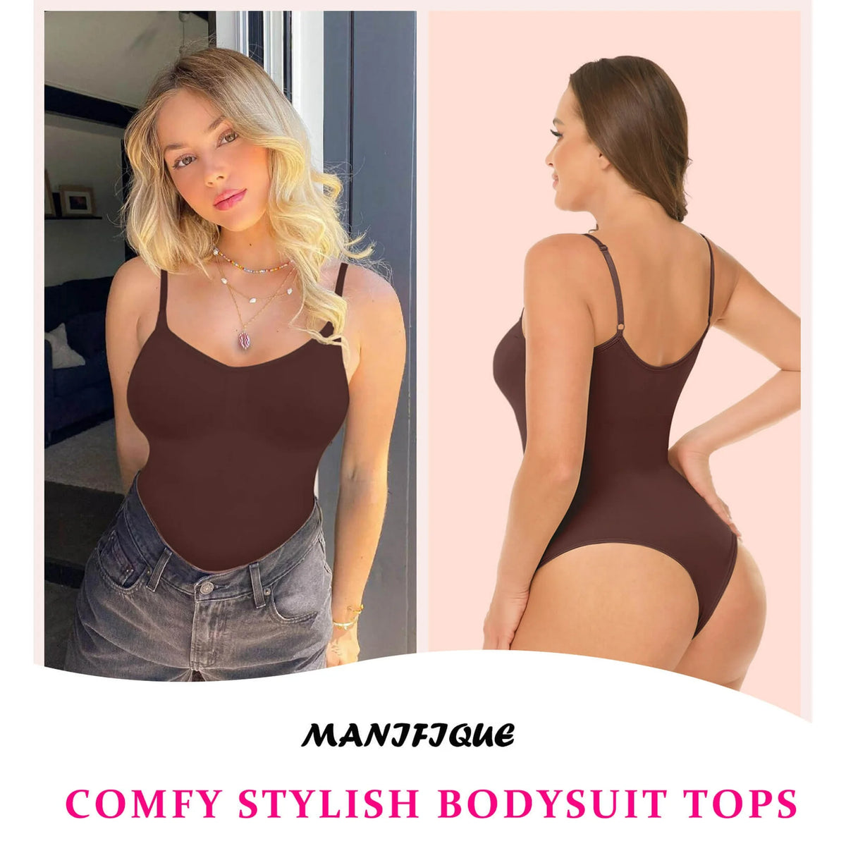 MANIFIQUE 3 Packs Women Shapewear Tummy Control Bodysuit Seamless Sculpting Snatched Waist Body Suit Thong