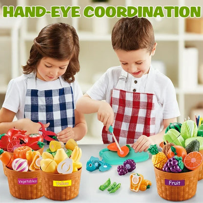 Play Food Sets for Kids Kitchen,66PCS Play Kitchen Accessories,Cutting Toy Food Kids Kitchen Accessories with Pizza,Fruits & Storage Bag,Educational Toys Gift for Boys Girls 3 Year Old