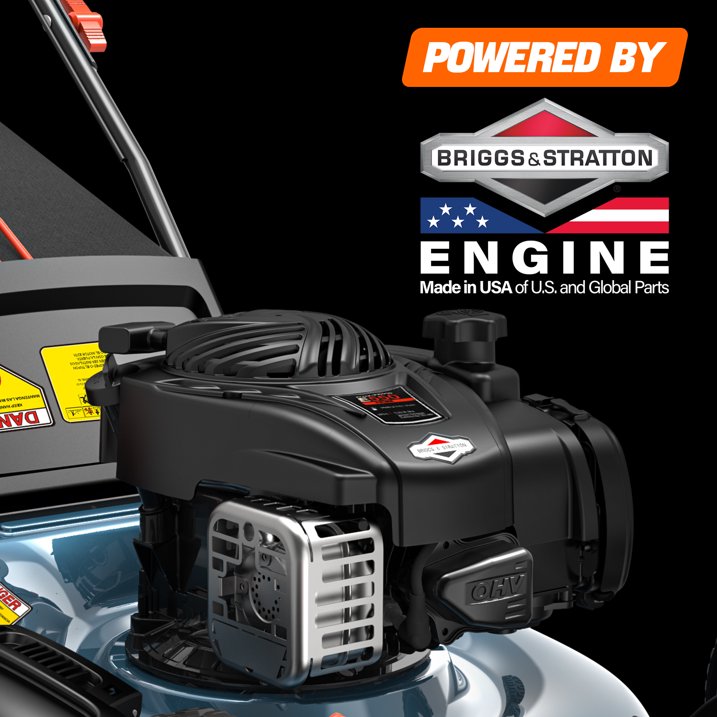 SENI 21 Gas Lawn Mower, 140cc 4 Cycle Made in USA Briggs  Stratton Engine Push Mower, 3 In 1, 6 Height Adjustments, 11 Rear Wheels, LSPG M7