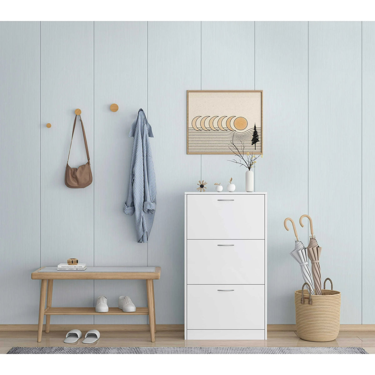 Ktaxon 3 Drawers Wooden Shoe Cabinet, Entryway Shoe Storage Cabinet Shoe Rack Organizer for Hallway Bedroom Closet Living Room Home Apartment, White