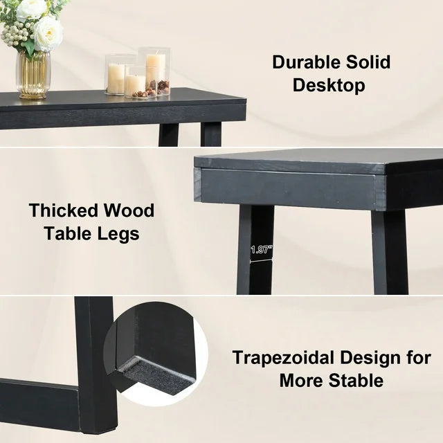 Zimtown Black Console Table, 43" Wood Sofa Table Entryway TV Table, Multifunctional Use for Living Room, Hallway, Bedroom, Home, Office