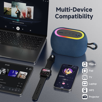 JYX Portable Bluetooth Speaker, IPX7 Waterproof Speaker with DJ Lights, Deep Bass Outdoor Speaker, 6-8H Playtime, Dual Pairing, TF card, USB, Stereo Sound Small Wireless Speaker for Travel, Hiking