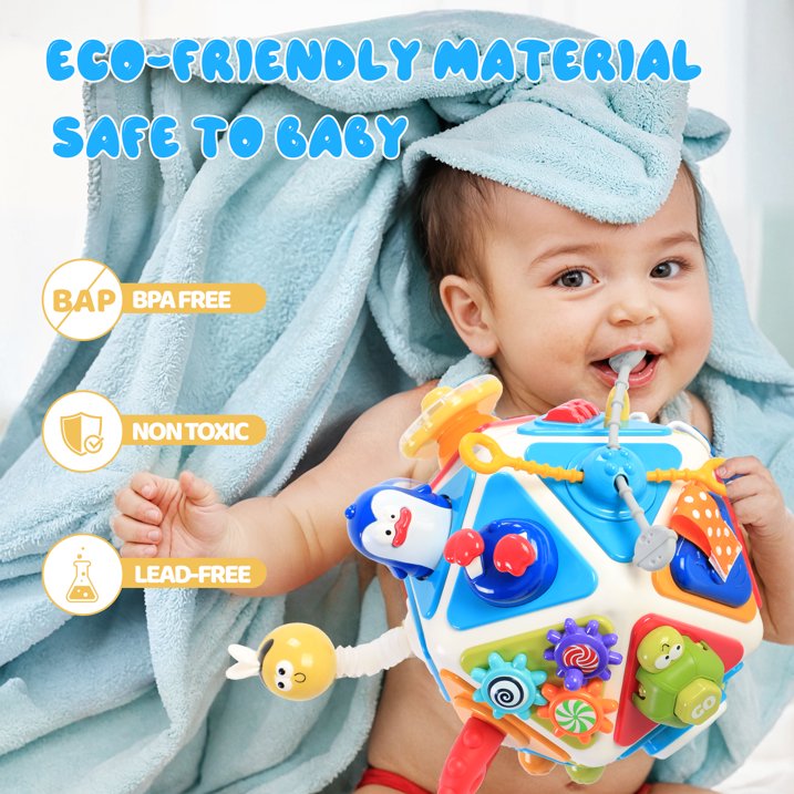 20 in 1 Montessori Busy Cube Ball for Toddlers, Educational Baby Toys for 12-18 Months, Sensory Activity Toy for 1-2 Year Old Boys and Girls, Early Educational Learning Baby Toys Gift