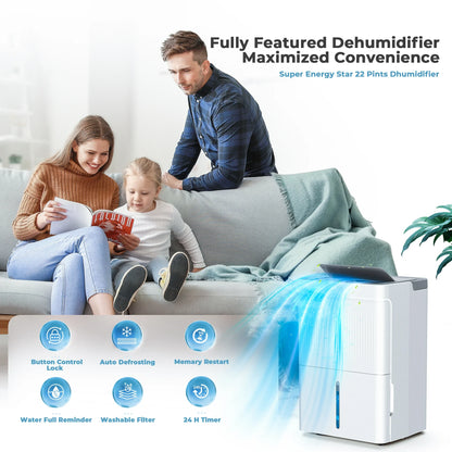 KISSAIR 32 Pint Dehumidifier with Drain Hose 3000 sq ft Coverage Area with Auto Defrost, Timer