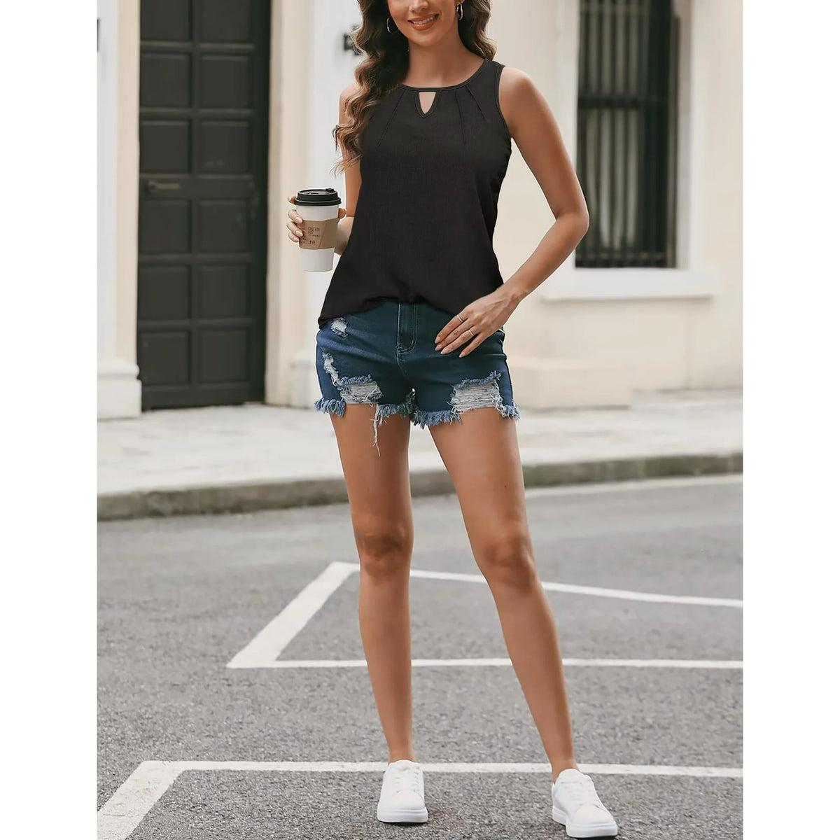 FOLUNSI Womens Summer Tank Top Sleeveless Casual Loose Dressy Work Shirt s-xxl