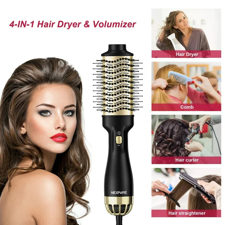 NEXPURE Hair Dryer Brush, 4 in 1 Blow Dryer Brush with Negative Ion Anti Frizz Ceramic Titanium Barrel Hot Air Brush for Hair Styling