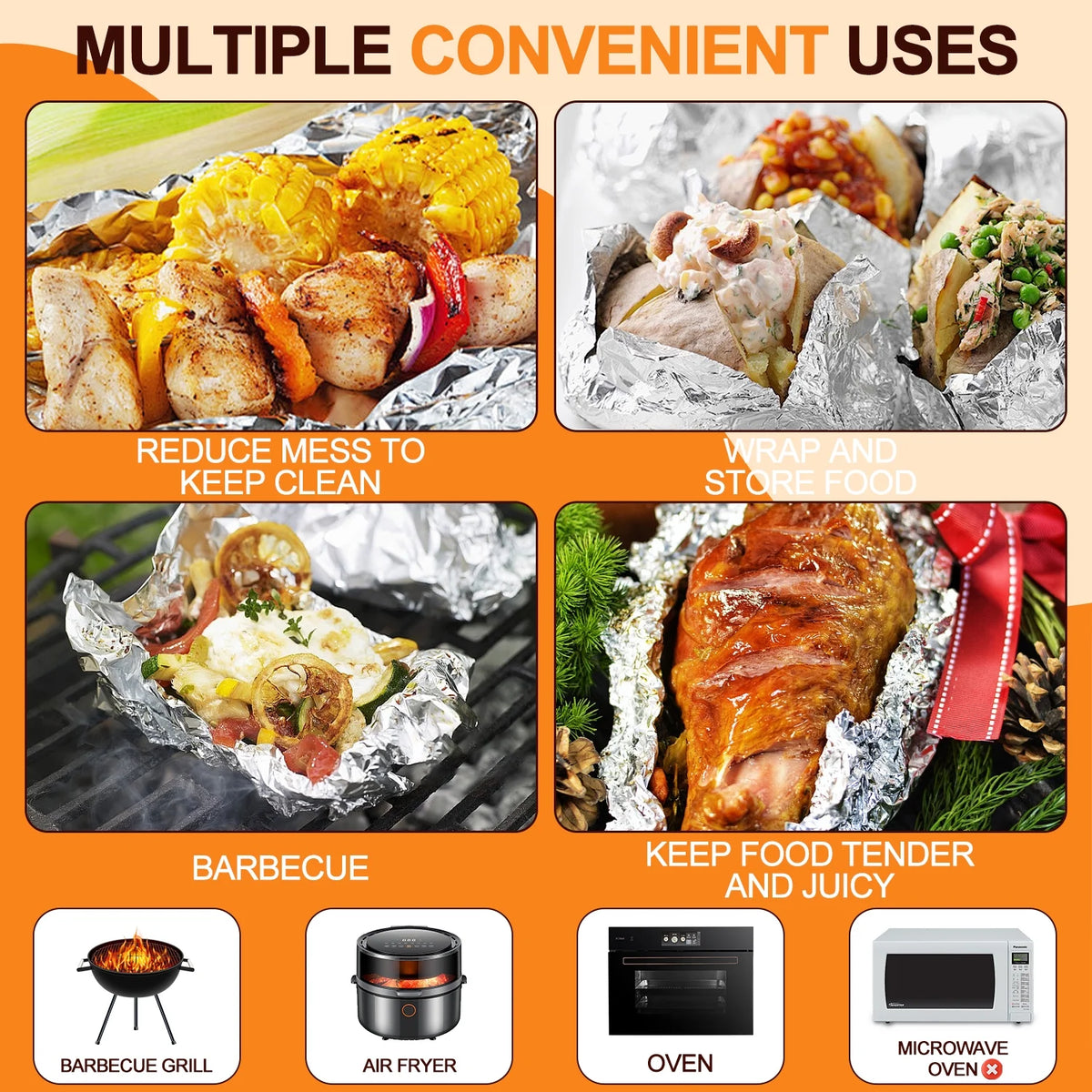 Alpacasso Aluminum Foil ,Aluminum Foils Roll with Serrated Cutter,12inx300SQ. FT