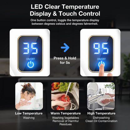 Electric Tankless Water Heater 3.0KW 110V Instant Hot On Demand Residential Electric Water Heater for Kitchen rv Whole House Shower Sink Small