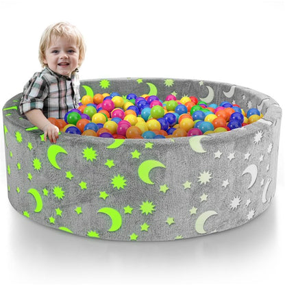 iYofe Giant Foam Ball Pit for Toddlers 1-3, 49.2” Glow-in-the-Dark Indoor Playpen – Huge Baby Ball Pit for Parties, Piscina de Pelotas para Bebés (Balls Not Included)